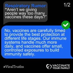 Text bubbles on iPhone chat discussing why all recommended vaccines are necessary