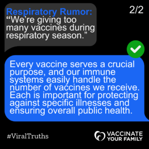 Text bubbles on iPhone chat discussing why all recommended vaccines are necessary