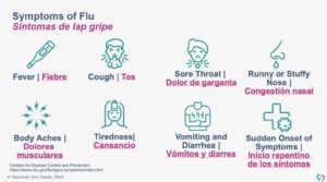 Slide showing symptoms of flu